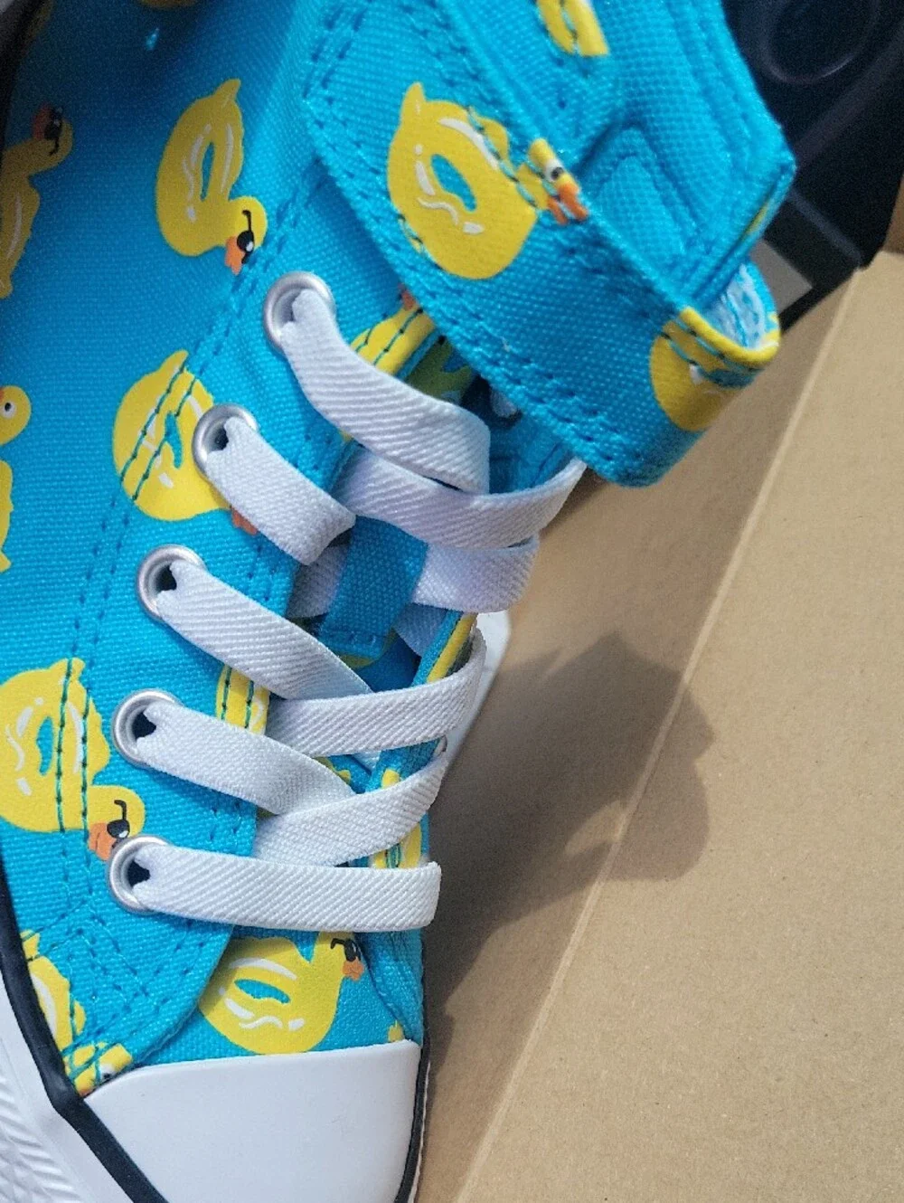 Converse Kids Turquoise High-Top Sneakers with Yellow Duck Print